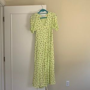 Faithfull the Brand Maggie Midi Luda Floral Lime Dress - NEVER WORN